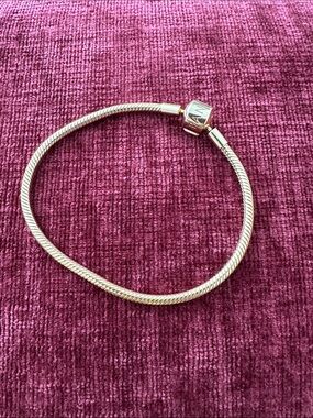 Pandora Gold Snake Chain Bracelet with Branded Barrel Clasp